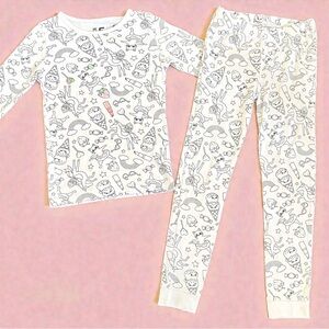 Cotton On Kids Girl's Two-Piece Coloring Pajama Set - Size 5-6